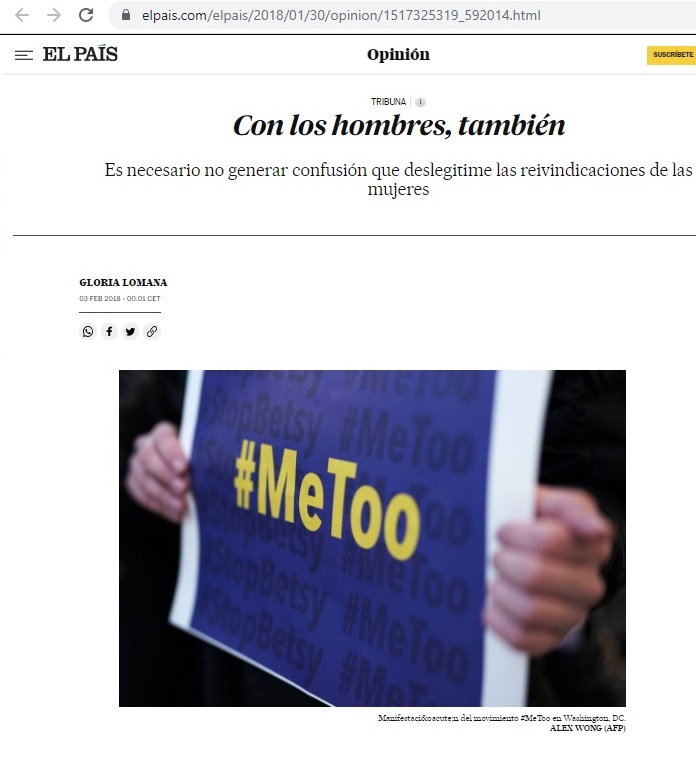 CON LOS HOMBRES TAMBIEN - GLORIA LOMANA - EL PAIS - METOO - FEMINISMO