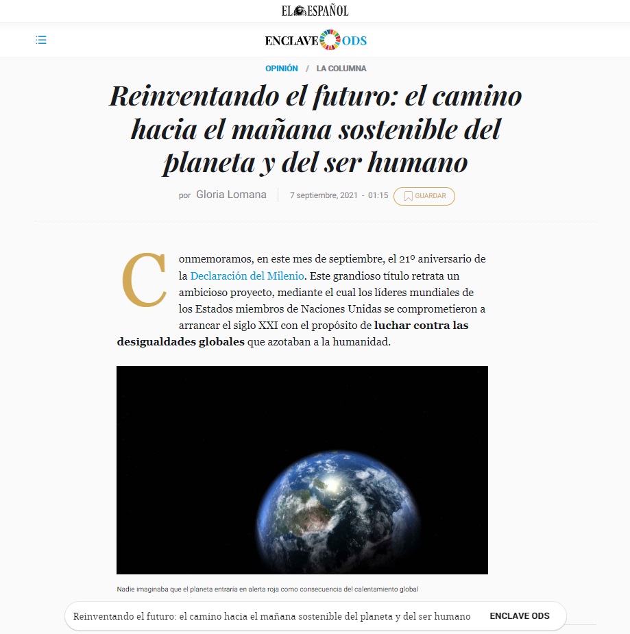 El Español - Reinventado el futuro - Mañana sostenible - Gloria Lomana - Opinión