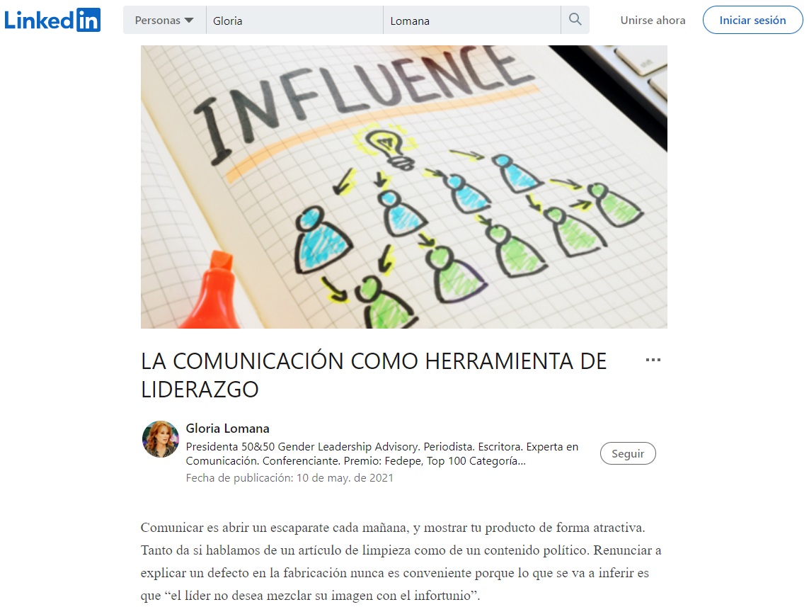 Gloria Lomana - La Comunicación como herramienta de liderazgo - LinkedIn - 50 GL