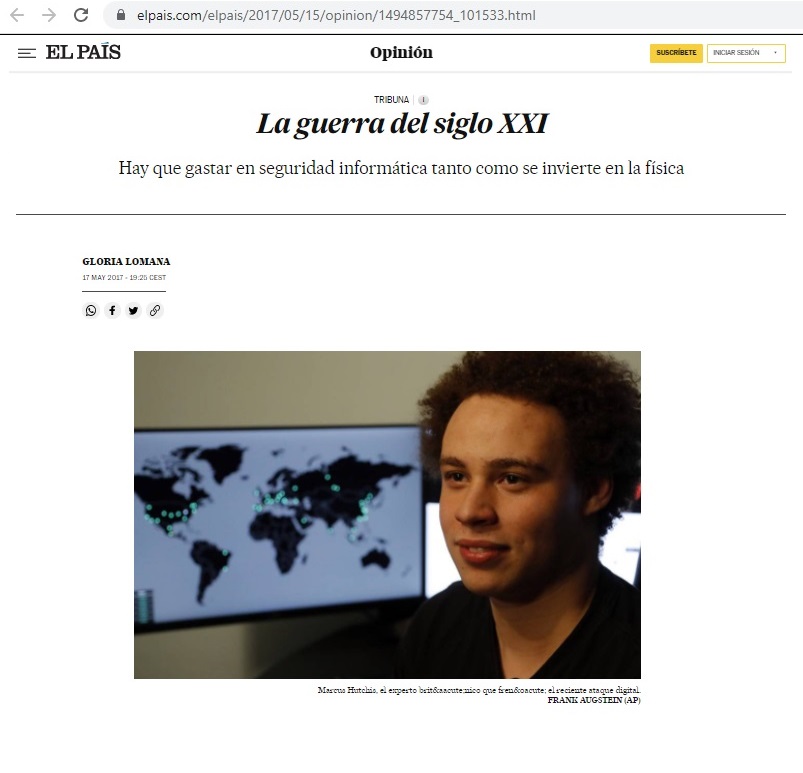Gloria Lomana - Malware - La guerra del siglo XXI - El País - Artículo