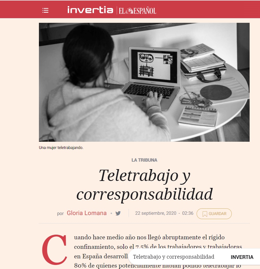INVERTIA - EL ESPAÑOL - TELETRABAJO Y CORRESPONSABILIDAD - GLORIA LOMANA