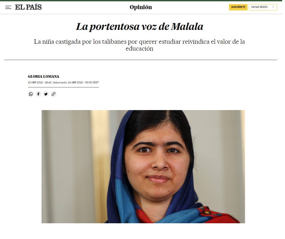 La portentosa voz de Malala - El País - Gloria Lomana