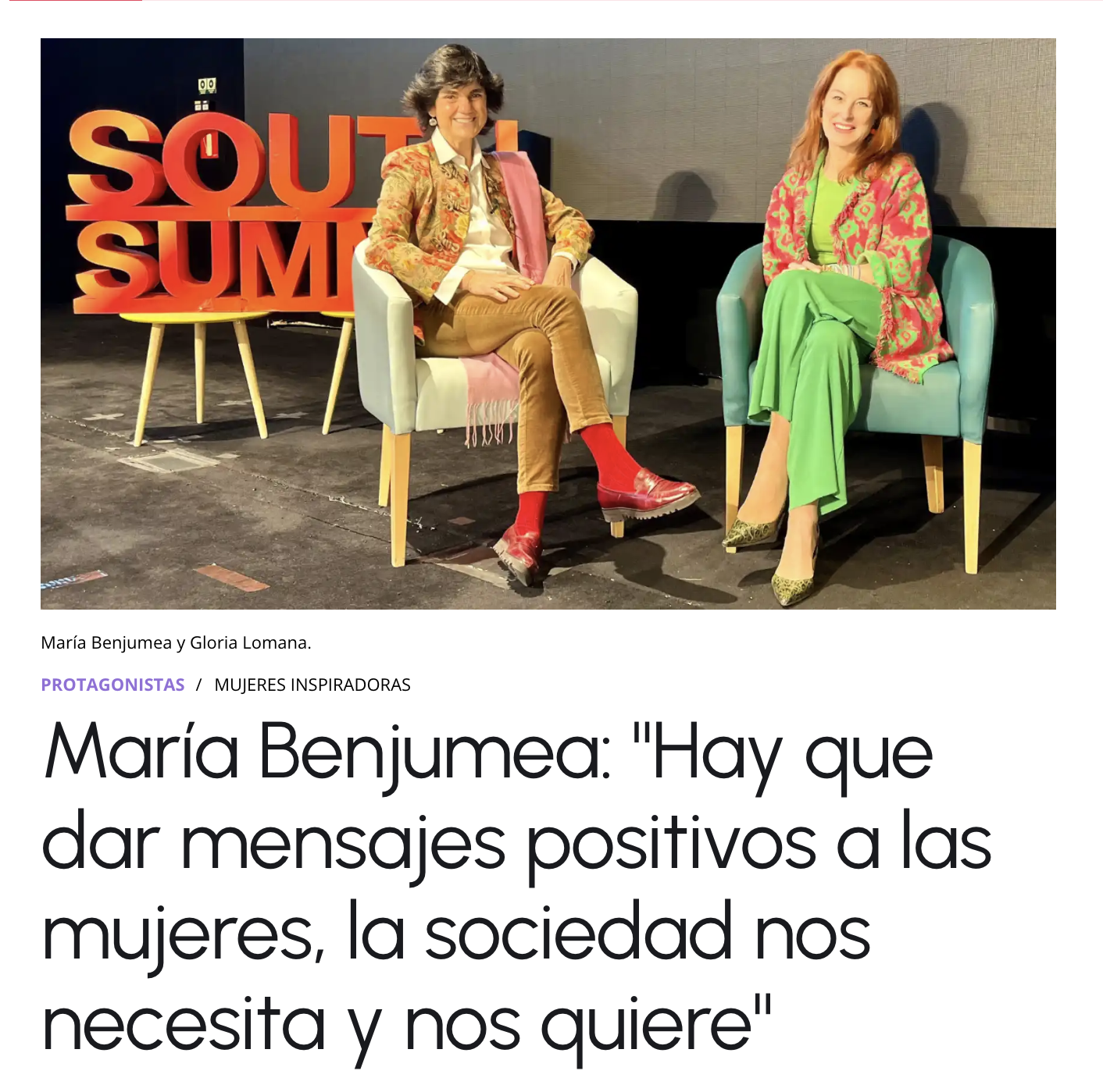 Artículo de Gloria Lomana a María Benjumea Artículo de Gloria Lomana a María Benjumea